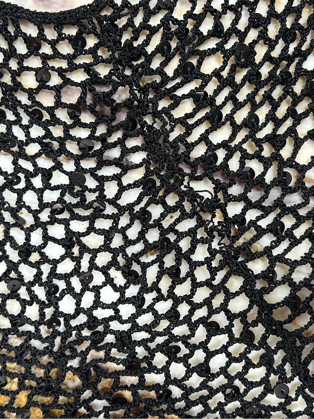 Black Open-Knit Crochet Shrug Bolero - Picture 7 of 7